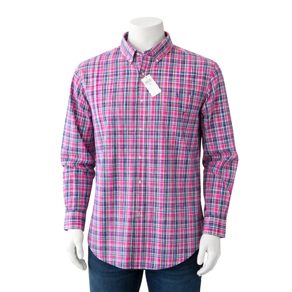 Polo Ralph Lauren Men’s XLT Tall Plaid Shirt Pink Multi Button Down‎ Classic Fit